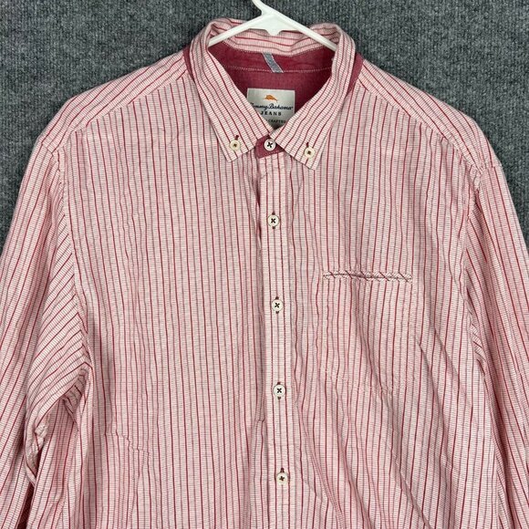 Tommy Bahama Jeans Island Crafted Modern Fit Shirt Pink Striped Men's SZ L - Picture 2 of 9
